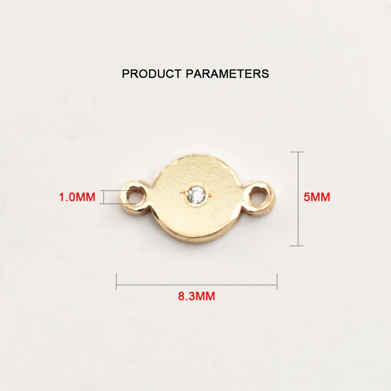 14K Gold Filled 5MM Disc With Zircon Round  Gold Charm Jewelry for DIY Bracelet Necklace Making Hypoallergenic Jewelry Accessory