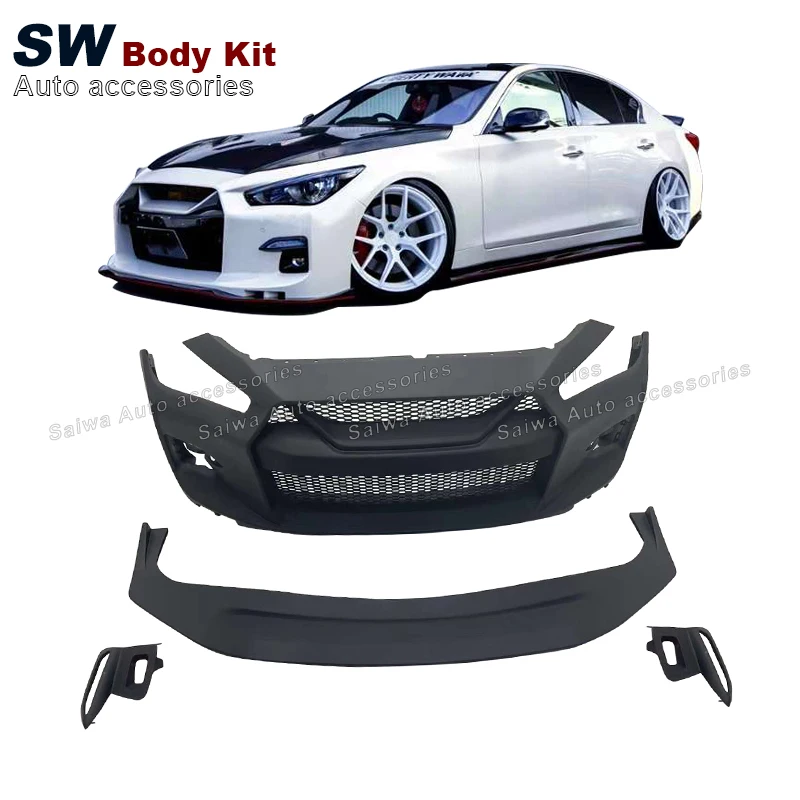 

Q50 High Quality LB Style Wide Body Car Front Bumper For Infiniti Q50 Upgrade Modified Body Kit Front Bumper Auto Parts SW