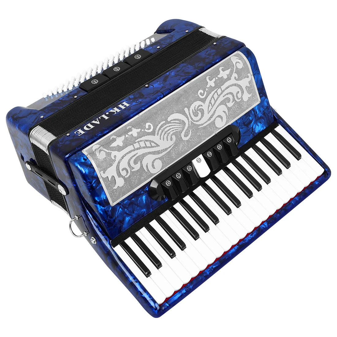 HK · LADE AH-180 Bajan-Akkordeon, blau, 37-Tasten, 96-Bass-Taste, professionelles Bajan-Akkordeon-Tastatur, Instrumenten-Akkordeon – Detail 11