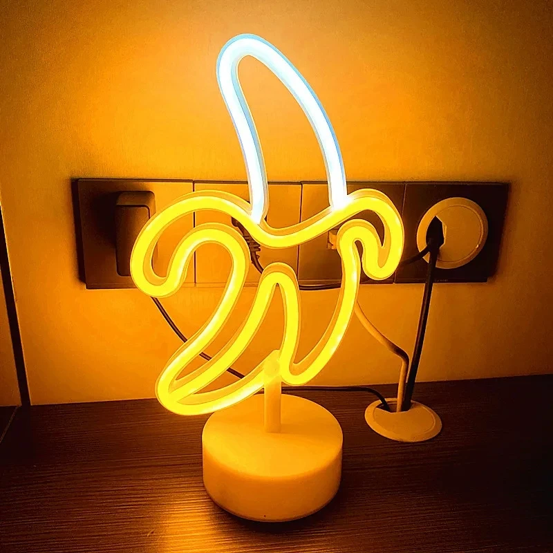 Description Picture 2 of itemBanana Shape Neon Light Signs light with base Room hotel desk Decor Lamp LED Art Neon Night Lights Hanging Led Lamp for Party