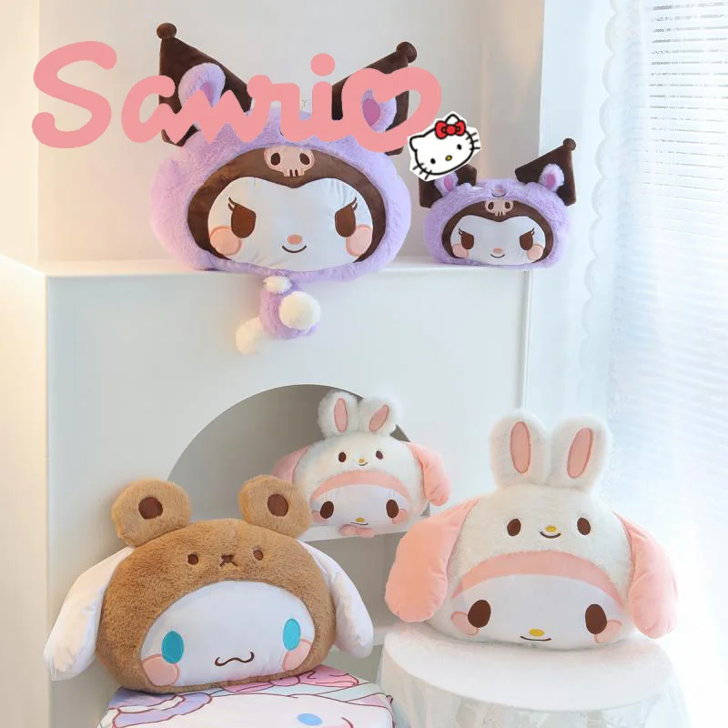 

Kawaii Sanrio Kuromi Plush Car Pillow Headrest Anime Melody Home Blanket Cinnamon Stuffed Dolls Cushion Decoration Kids Gift