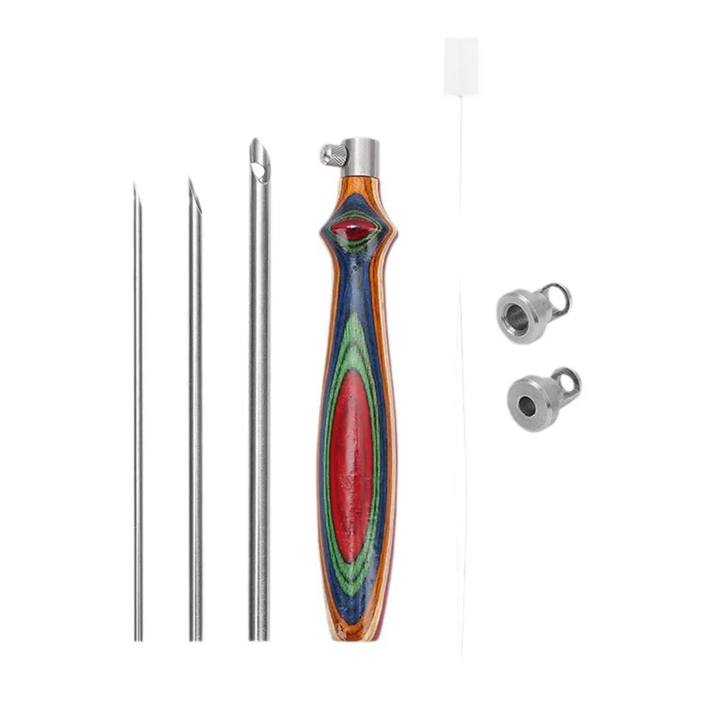 

Essential Embroidery Set 7pcs Embroidery Punch Needle Set Durable Electroplating Alloy Ergonomic Wooden Handle