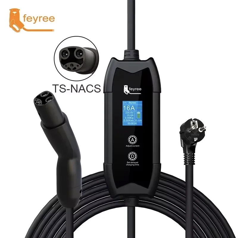 feyree 3.5KW TS-NACS 充電器プラグ EV 充電器ポータブル 1.8 インチ 