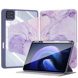 Universal 360° Rotation Tablet Case with Pen Slot - 12.4 TPU Protective Cover for MiPad 6 Pro 11in (Marble Purple)
