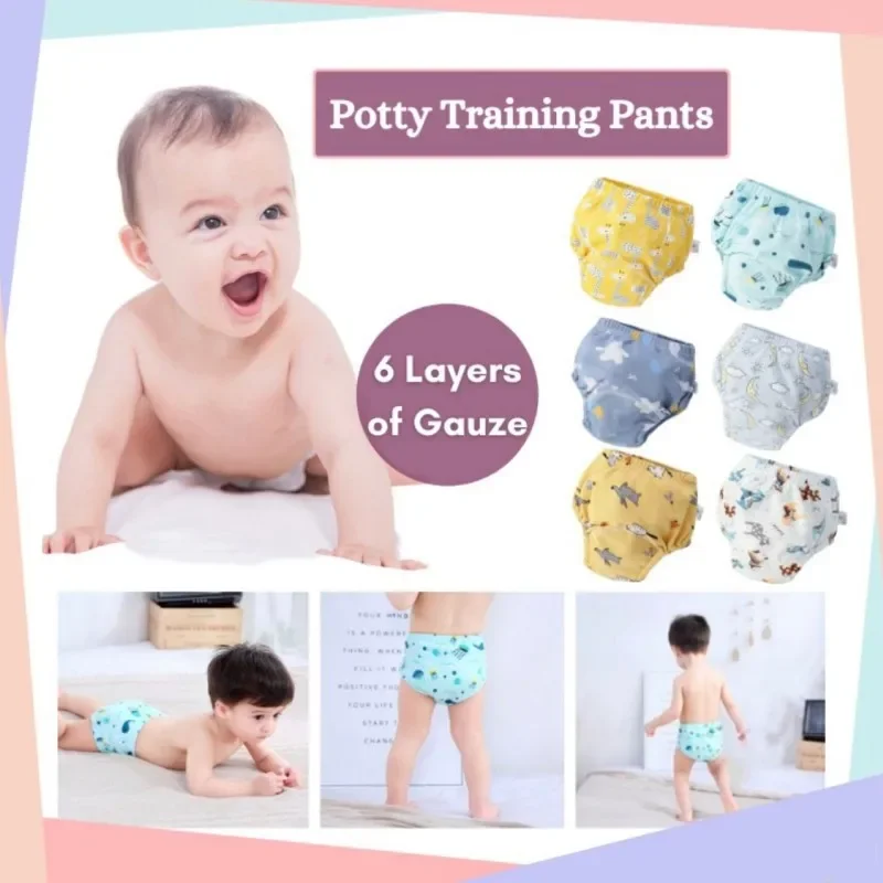 

6 Layer Waterproof Reusable Cotton Baby Training Pants Infant Shorts Underwear Cloth Baby Diaper Nappies Panties Nappy Changing
