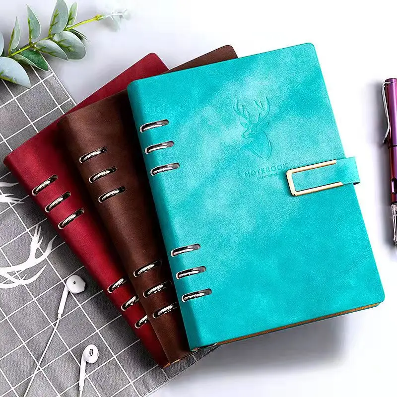 Leather Business Meeting Record Book Detachable Sheet Notebook