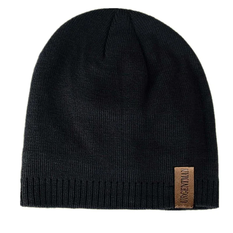 Unisex Letter Labal Winter Hats Solid Color Lightweight Knitted Hats For Men And Women Outdoor Chic Beanie Hat