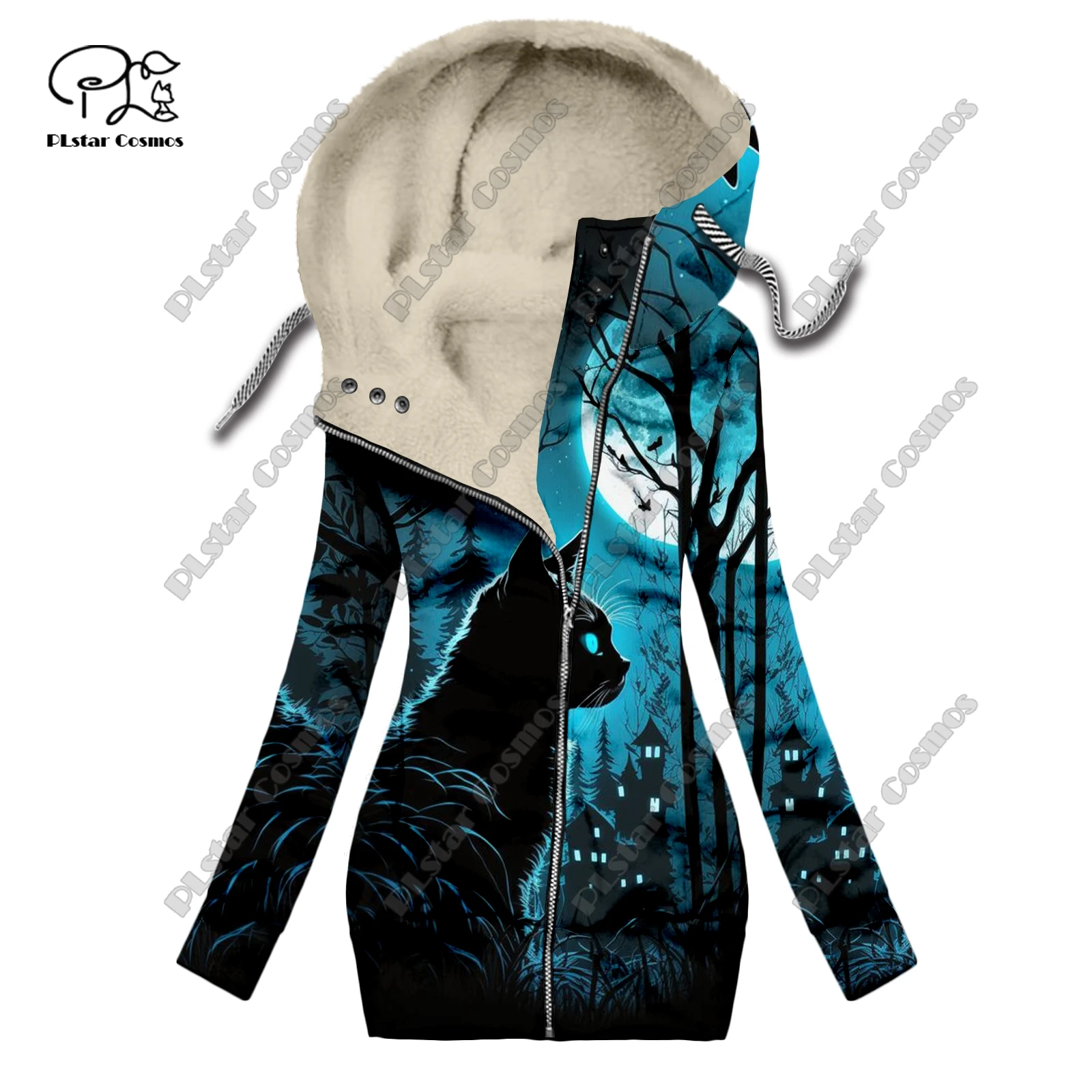 New 3D printed animal series cute cat pattern velvet warm women's long zipper hoodie coat commuting casual winter M-2 for samsung galaxy a23 4g 5g global version shockproof phone case scratch resistant soft tpu phone protector imd pattern printed cover mermaid