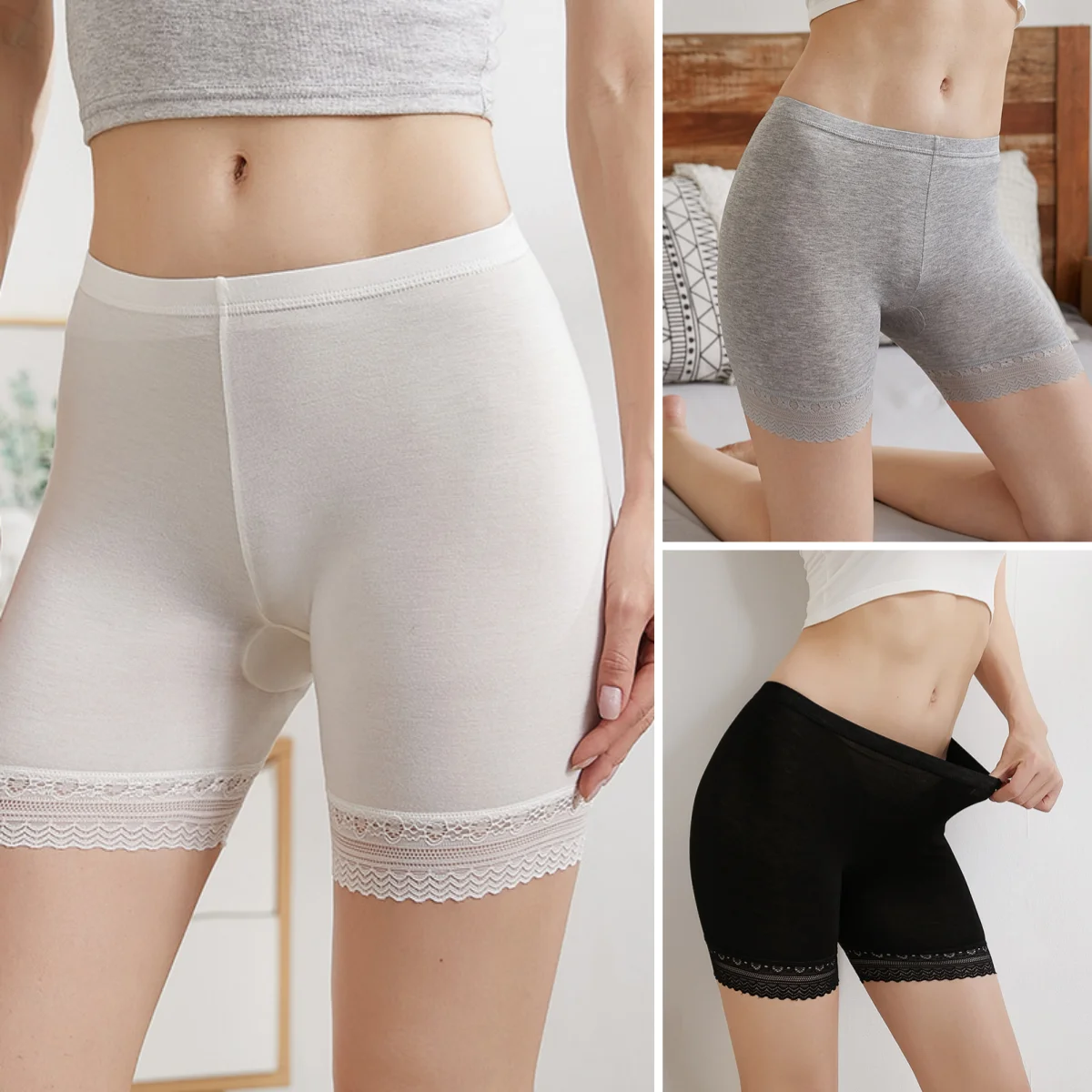 Description Picture 2 of itemWomen Soft Cotton Seamless Safety Short Pants Panties Summer Under Skirt Shorts Modal Ice Silk Breath Boyshorts Tight Underwear