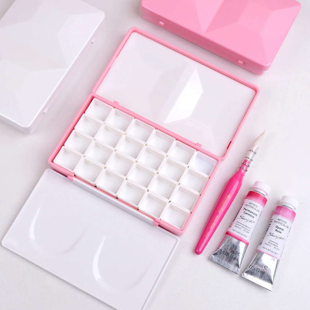 세미아트 1개 모조 에나멜 다이아몬드 페인팅 박스 여행용 케이스 팔레트 자석 포함 반팬 수채화 물감 소분용