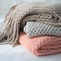 Khaki Gift Knitted Blanket with Tassels Chunky Vintage Luxury Farmhouse Throw Bedspread Oversized Blanket Cover Manta Para Sofá 6