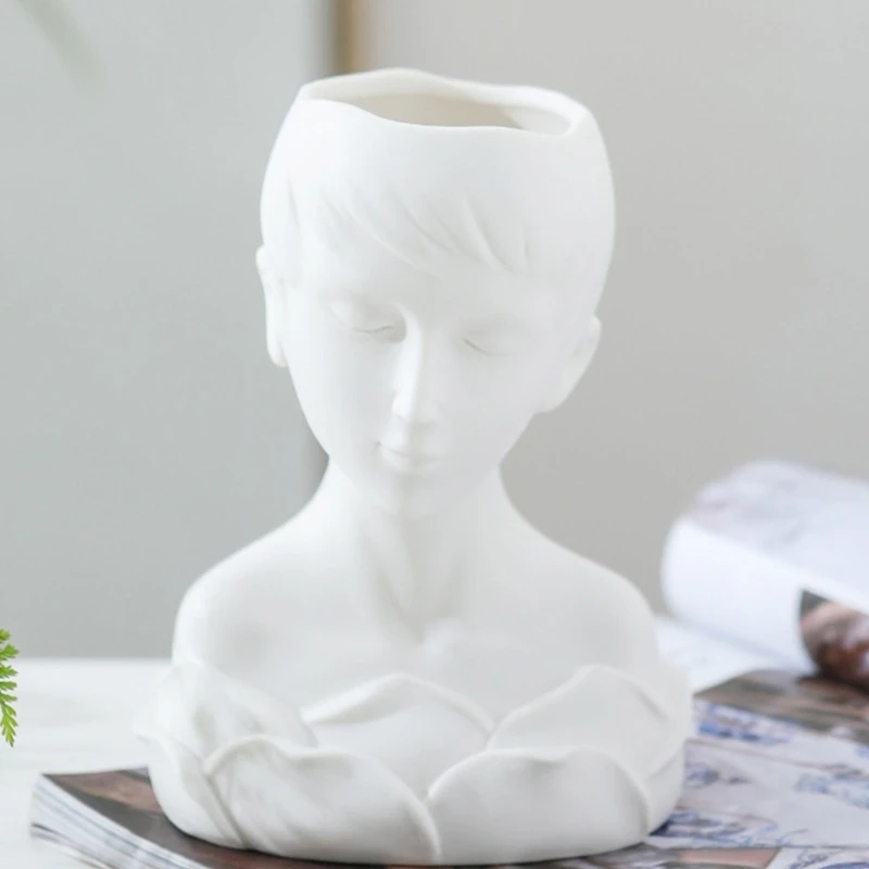 Portrait Succulents Planter Molds DIYs Concrete Flowerpot Resin Molds Pen Holder Resin Molds Desk Livingrooms Decoration