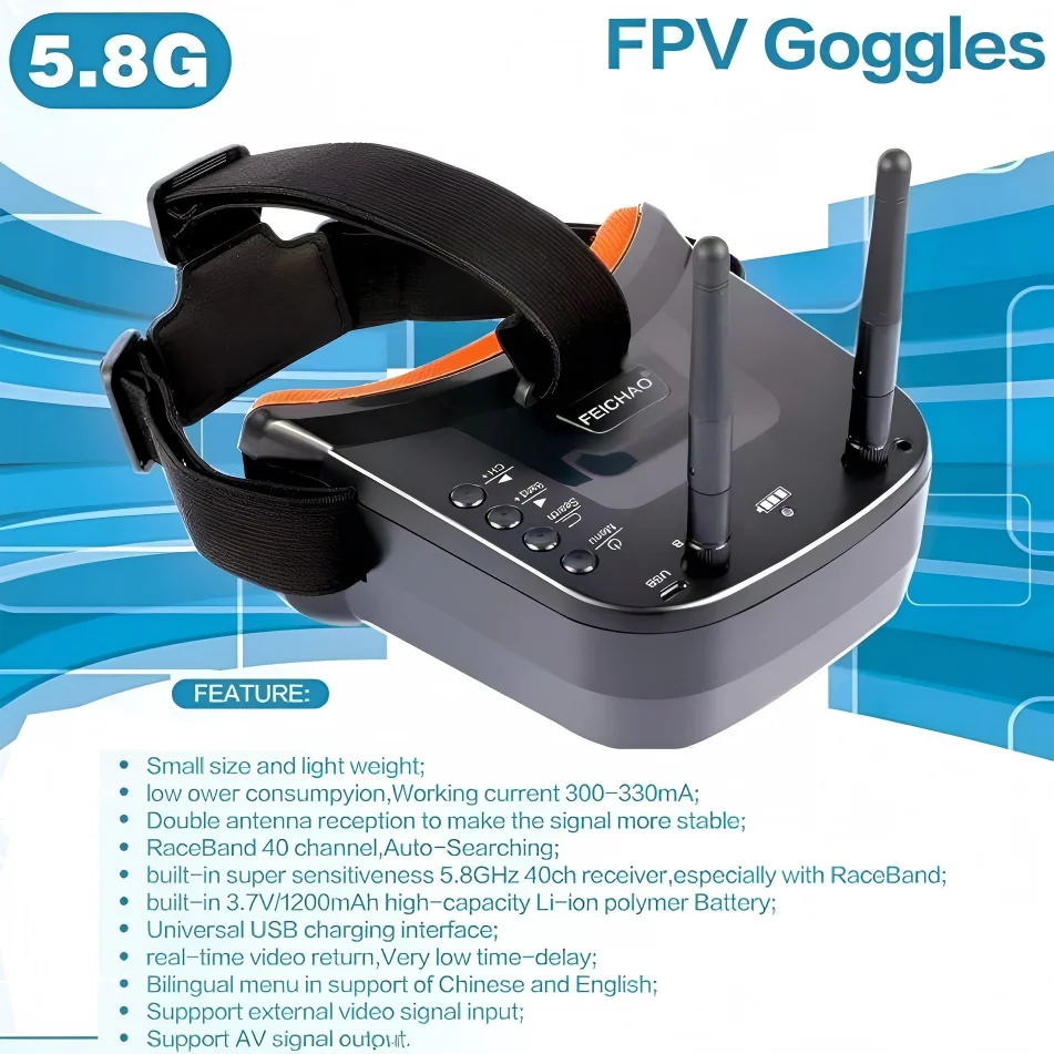 Lunettes FPV LS-VR009 5.8Ghz 40CH HD Écran 3 Pouces