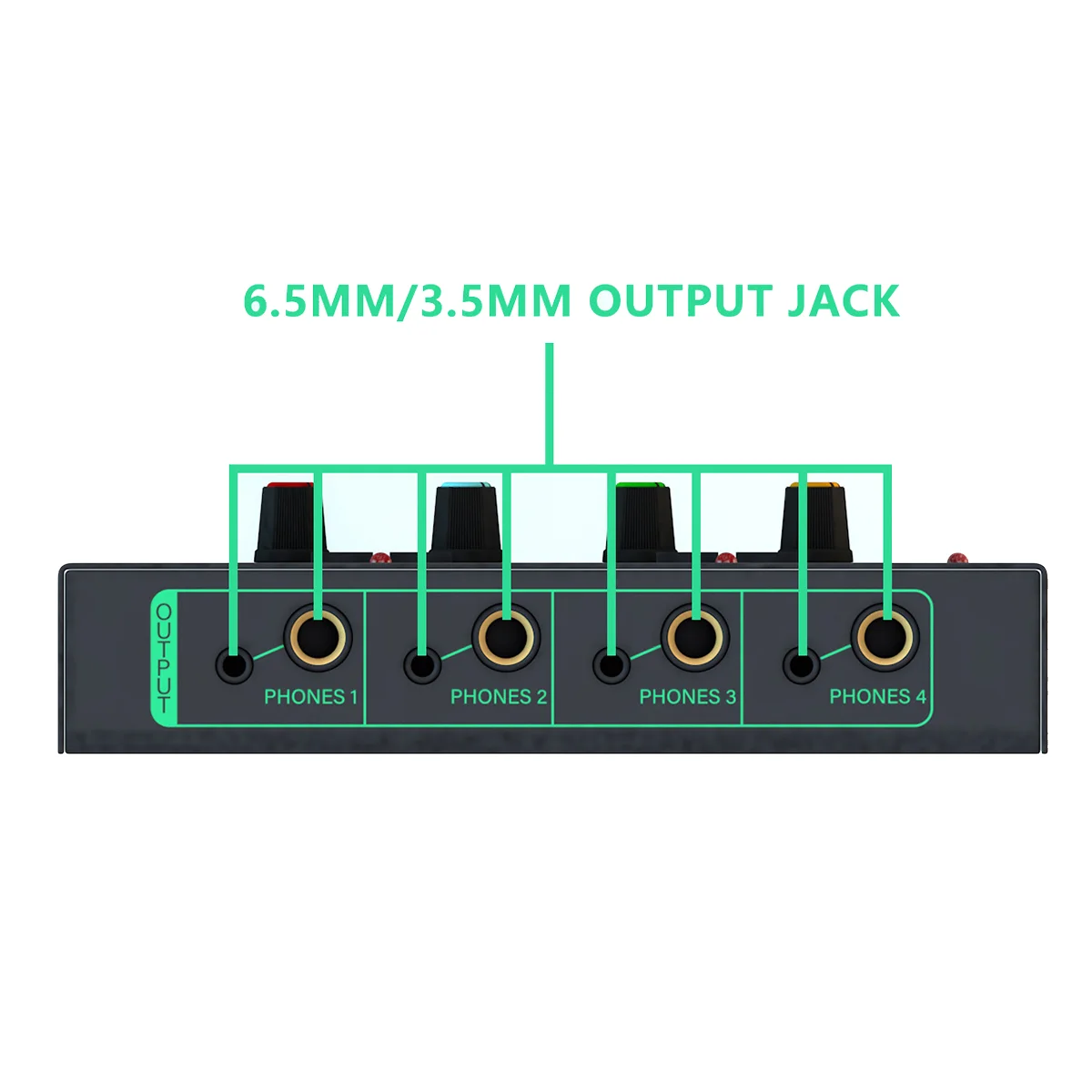 

6 Channels Stereo Headphone Amplifier Mini Portable Earphone Splitter Low-Noise Audio Mixer for Recording Studio,Green