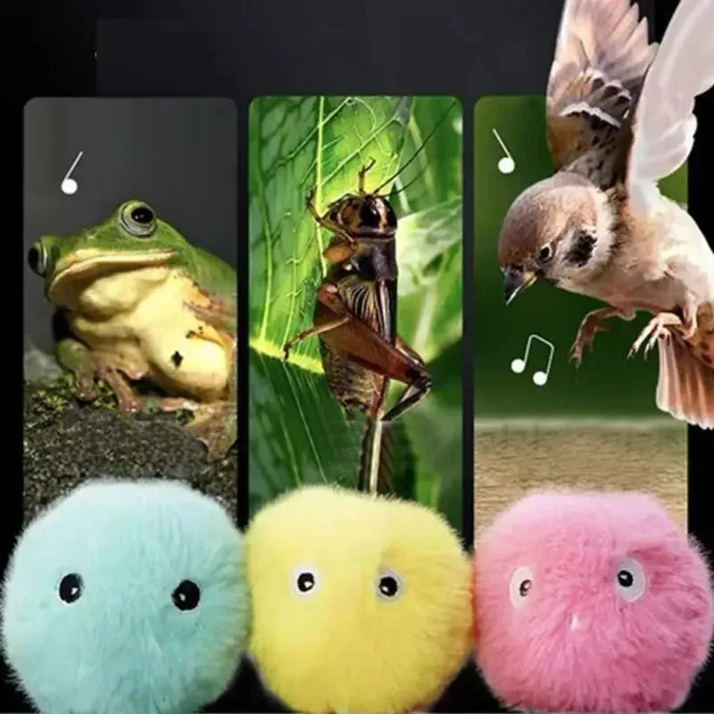 Cat Toys Balls Sound Frogs Birds Chirping Crickets EVA Balls Rolling Cat Plush Soft Self-Heeling Teaser Toys Pet Accessories 4