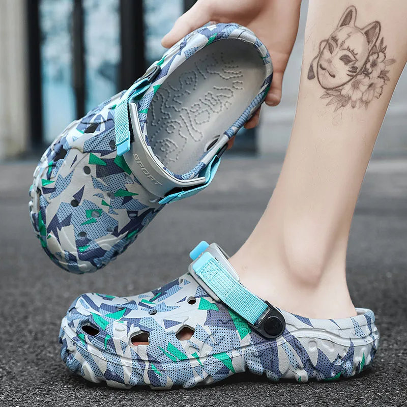 Plus Size 47 Summer Men Sandals Light Soft EVA Men's Hole Shoes Outdoor Slippers Home Garden Clogs Male Beach Flats Slides 6