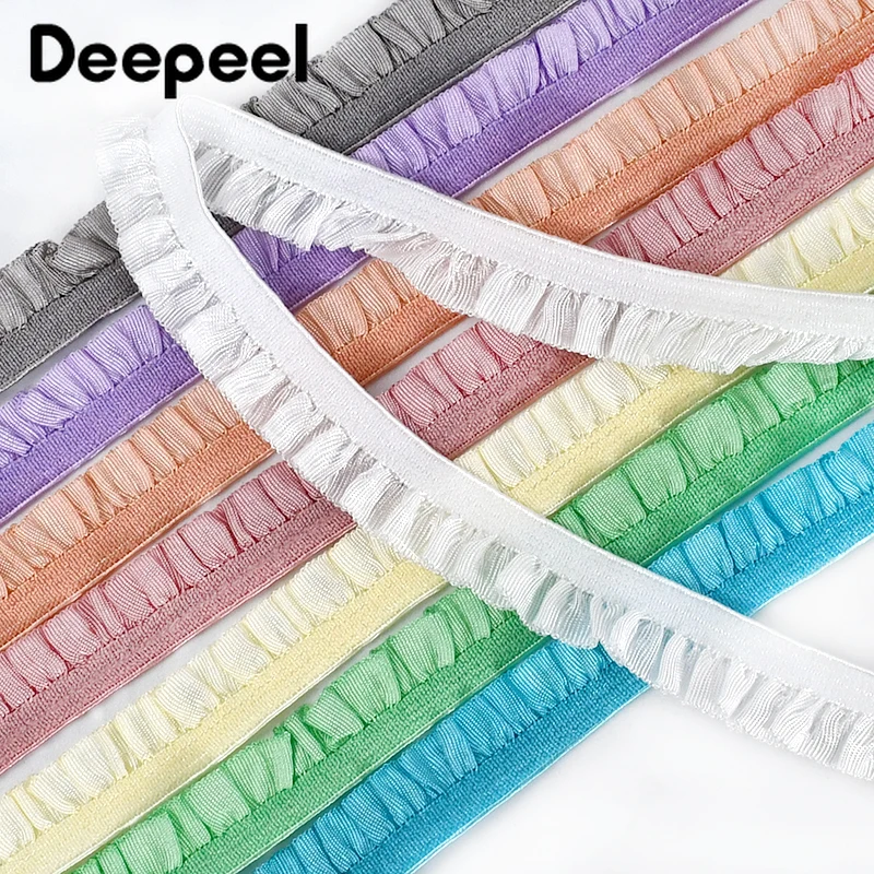 

5/10/20Meters Deepeel 10mm Ruffled Elastic Band Lace Trims Hairband Belt Shoes Decor Pleated Stretch Ribbon Clothes Accessories
