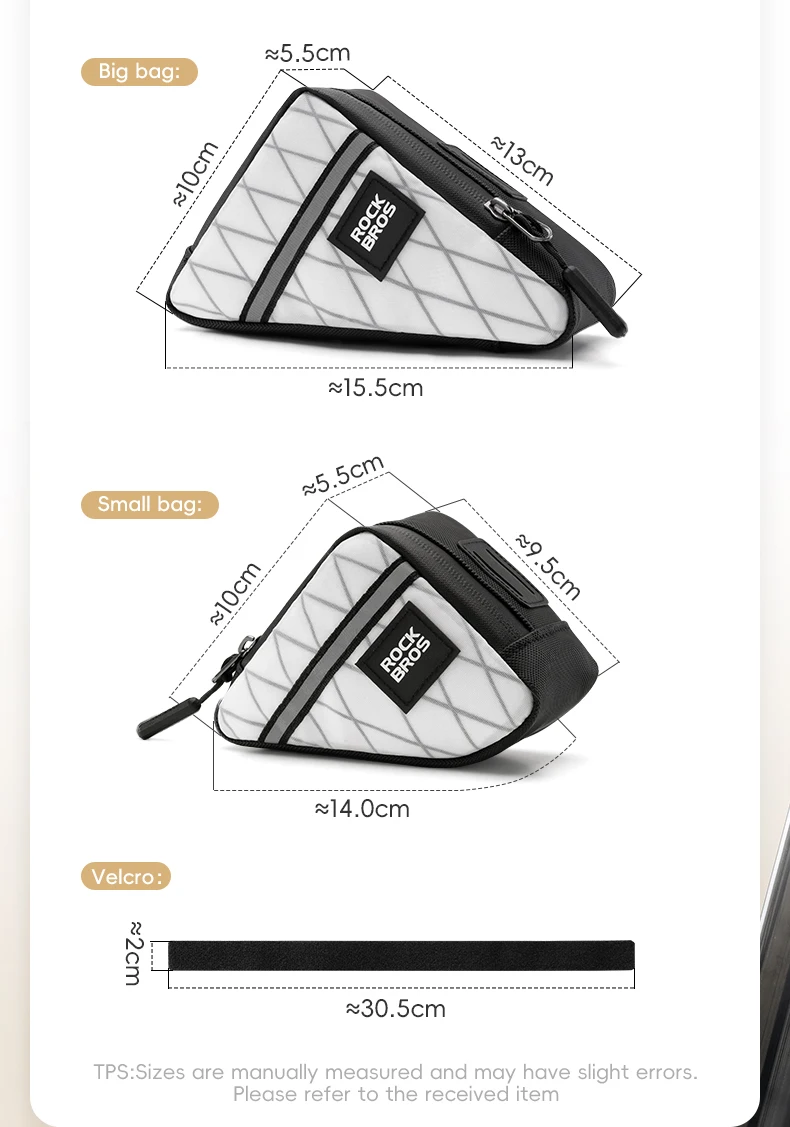 ROCKBROS Fahrradtasche, ultraleichter Vorderrohrrahmen, Dreieckstasche für Brompton Bike, 0,25/0,3 l, Mini-Tasche, tragbare Faltrad-Tasche – Detail 3