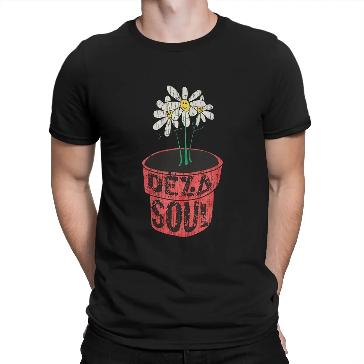 thumbnail image 1 of Camisetas de flores de rap para hombre, de algodón, divertidas, de cuello redondo, De La Soul, de manga corta, con gráficos, 1 of 7