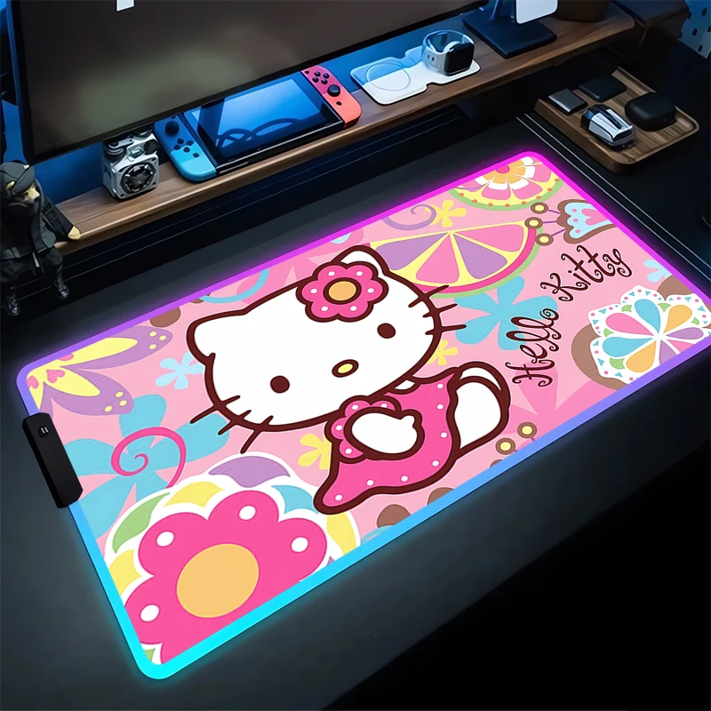 Коврик для мыши с RGB-подсветкой, с принтом Hello Kitty