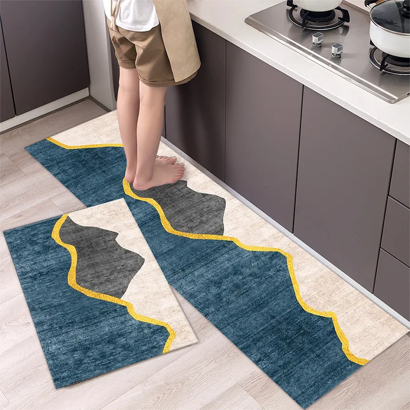 thumbnail image 1 of Alfombra de cocina antideslizante moderna para el hogar, alfombra suave de dibujos animados simple a la moda, alfombra de baño de tira larga, felpudo de entrada lavable y duradero, 1 of 4
