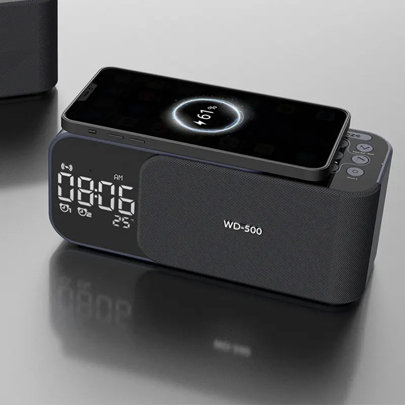 

Bluetooth-Колонка Shaba, Беспроводная USB-зарядка, подставка, радио, TF-карта, AUX, будильник, дисплей, ночник, телефон