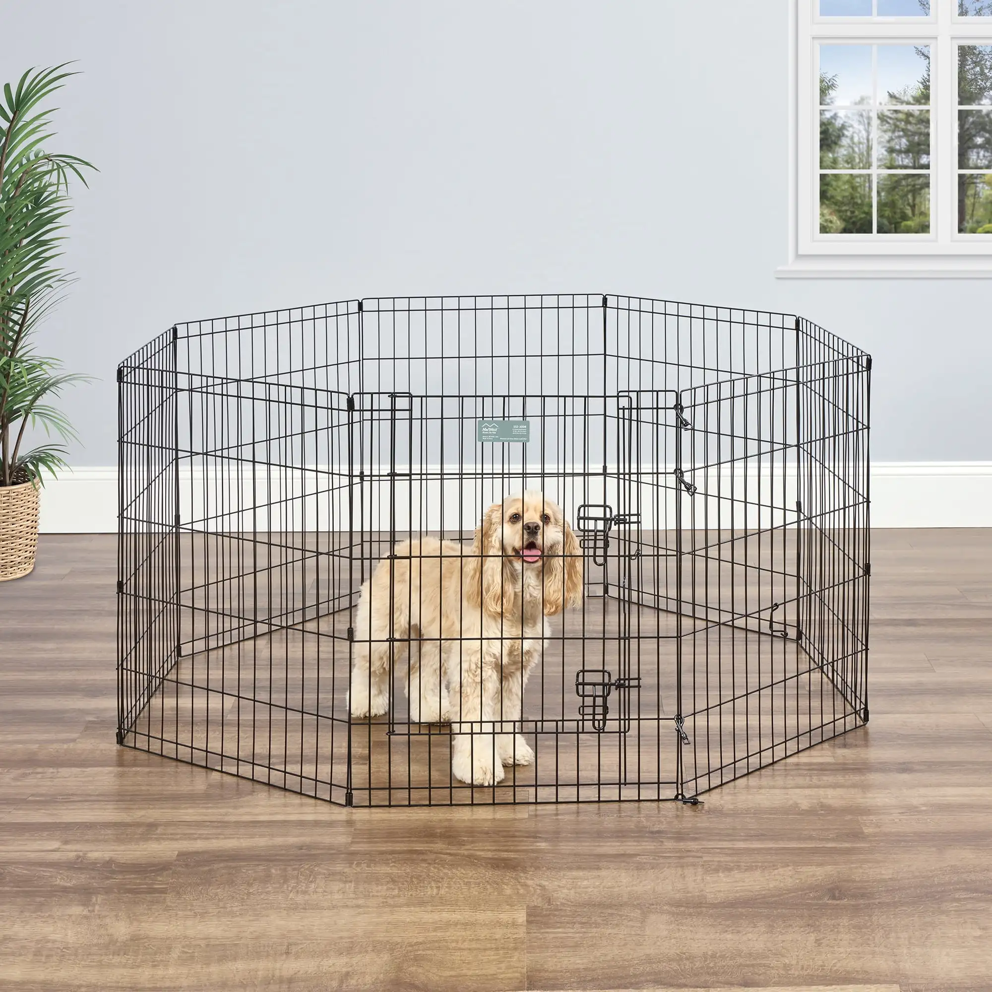 

Metal Black Exercise Pet Dog Playpen with Door , 30"H
