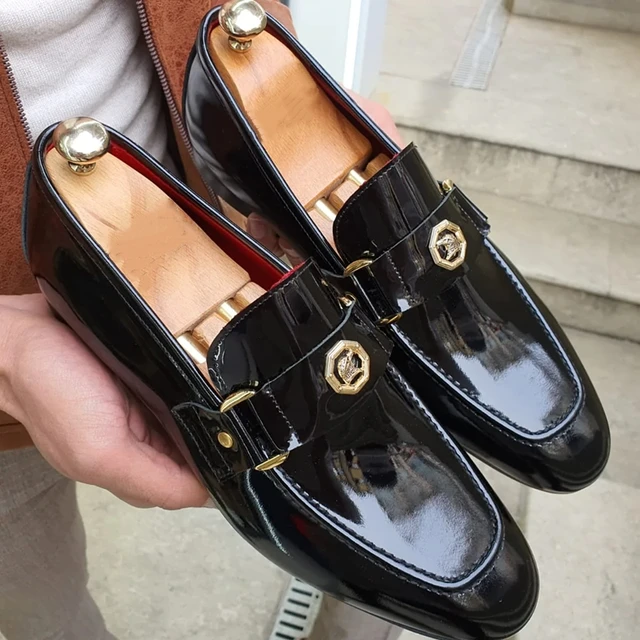 New Black Loafers Men Slip-On Round Toe Fashion Mens Dress Shoes Free Shipping Wedding Shoes for Men Size 38-47 2