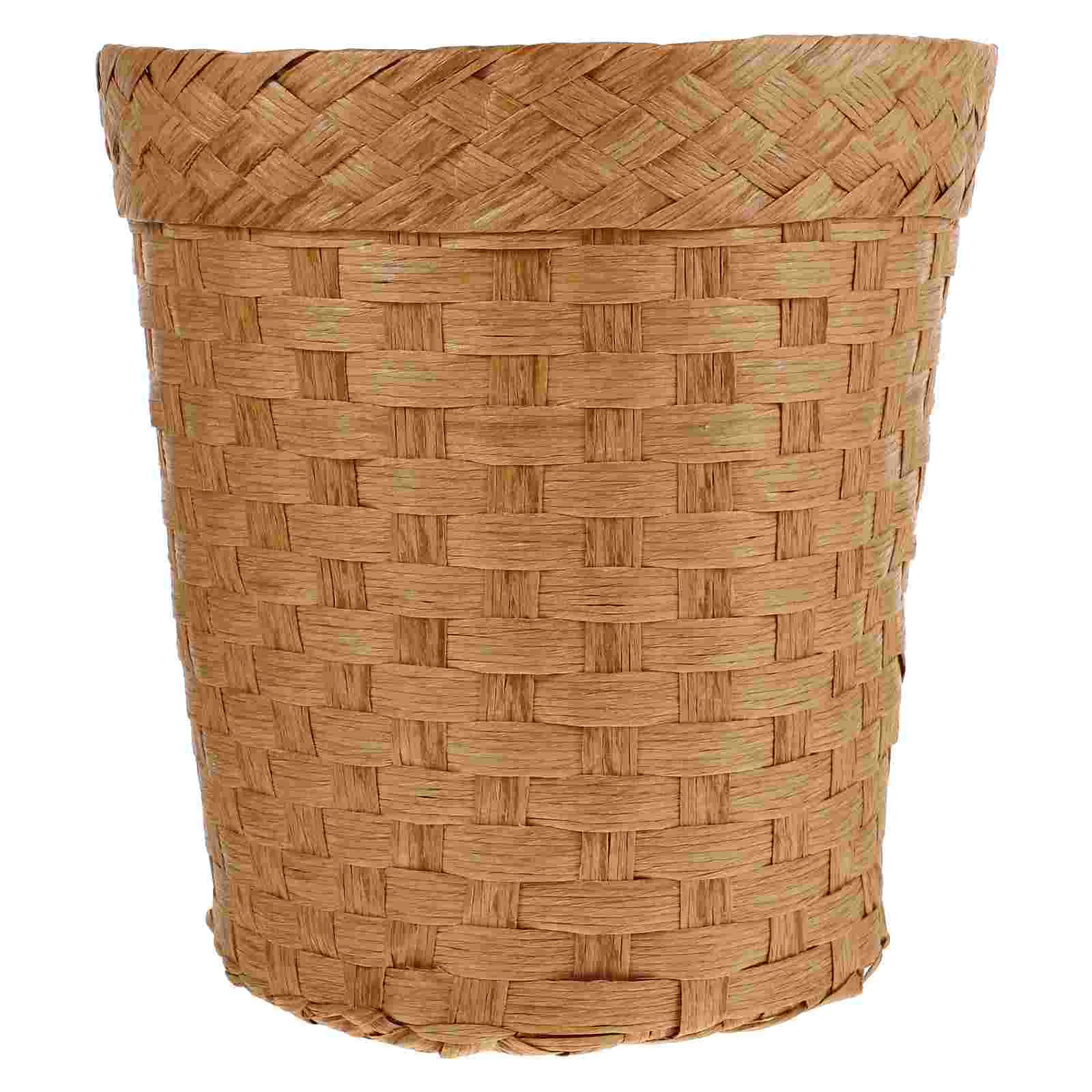 Bamboo Trash Basket Garbage Bins Waste Kitchen Wicker Bathroom Fruit Storage Sundries Cans