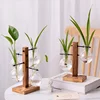 Terrarium Vase Decoration Home Bonsai Flower Plant Vases Vintage Flower Pot Transparent Wooden Frame Glass Tabletop Plants 1