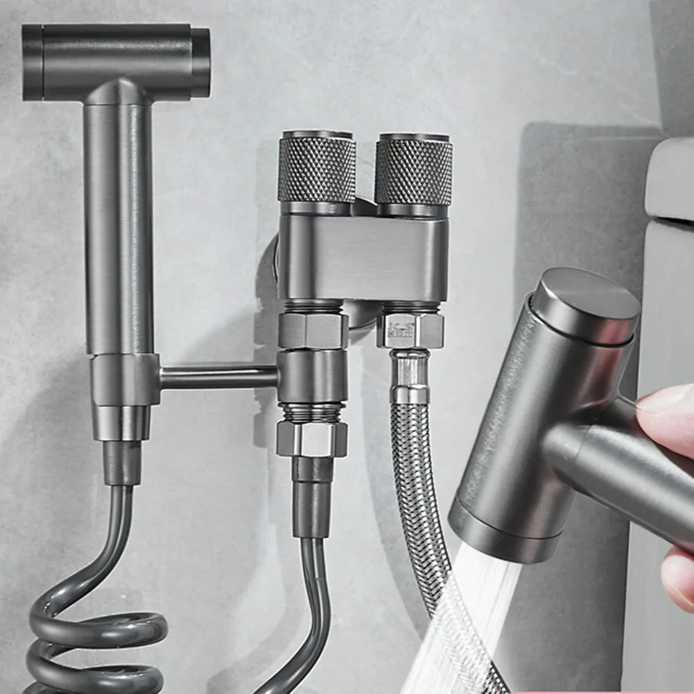 

G1/2 1 In TwoOutDoubleControlWashingMachine Faucet Toilet Triangle Valve For Bathroom Basin Toilet Water Heater