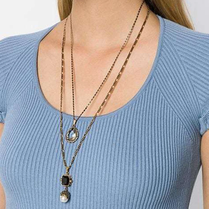

ntage Waterdrop Two Tone Necklace