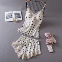 Lisacmvpnel Ice Silk With Chest Pad Women 2 Pcs Set Pajamas Lace Sexy V-Neck Sexy Nightwear - Image 5