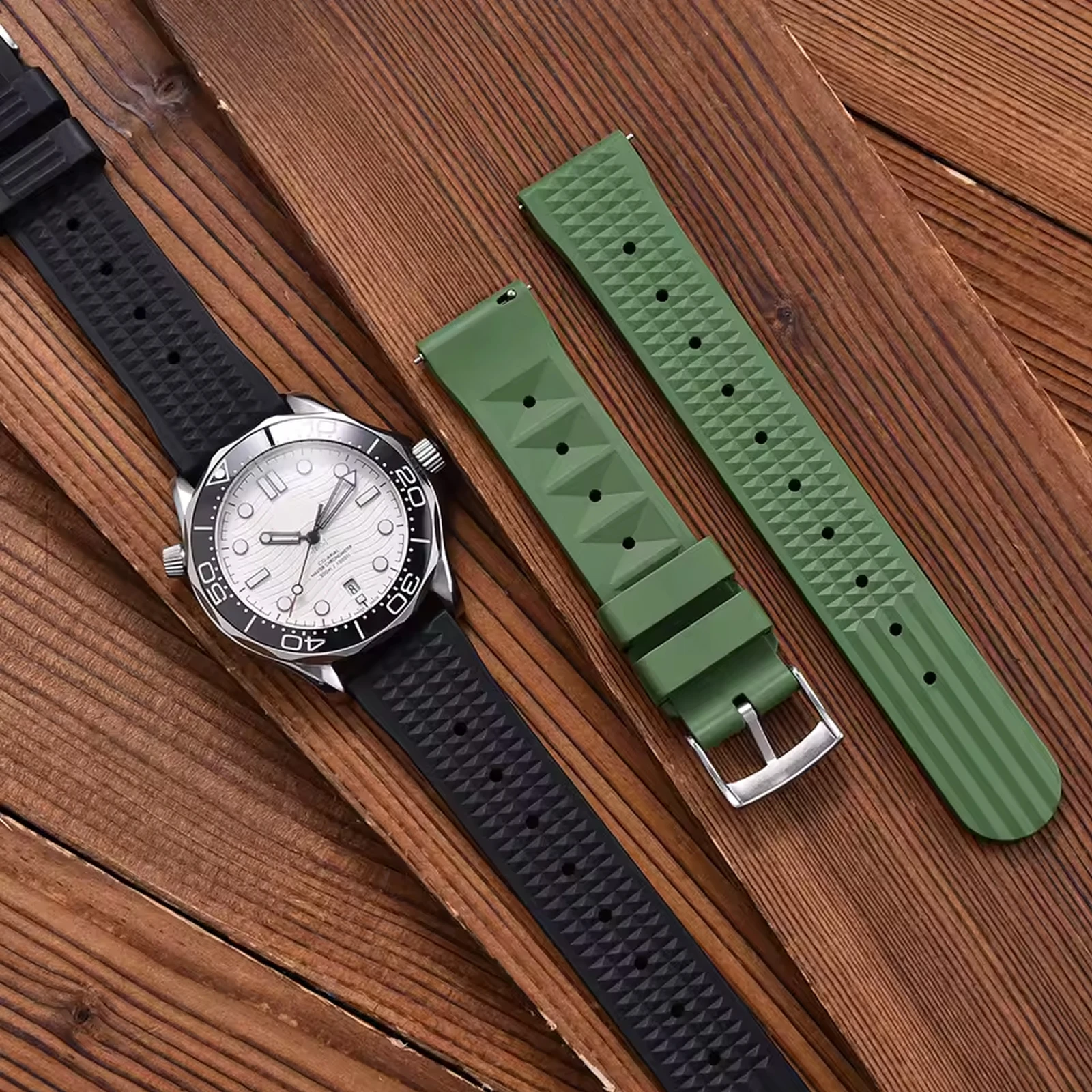 Premium Waterproof Fluororubber Sports Watch Strap with Quick Release