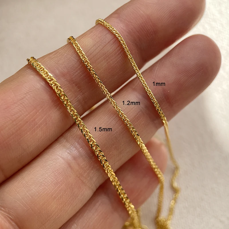 40-50 cm 1,2 mm 925 Sterling Silber Gold Farbe Chopin Kette Halskette Frauen Mädchen Baby Italien Schmuck Kolye Collane Collier Ketting