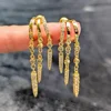 Boucles d'oreilles Triple Huggie plaquées or 14 carats pour femmes, chaîne scintillante CZ, pompon hypoallergénique, bijoux cadeaux