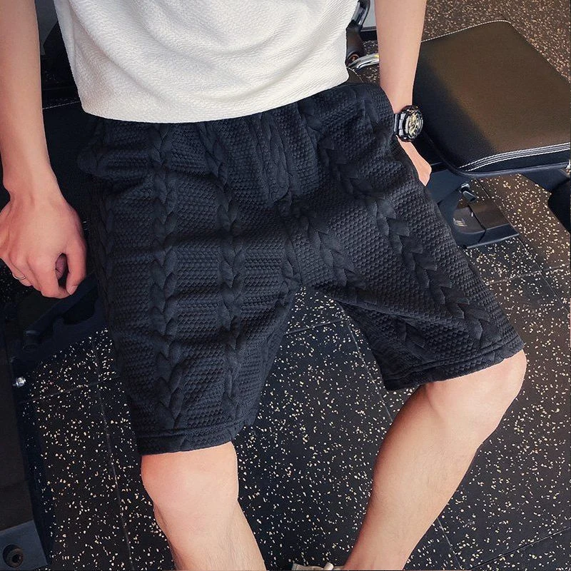 Casual Trendy Man Pure Cotton Printing Shorts Men's Wear Summer New Solid Korean Fashion All-match Micro-bomb Straight Pants