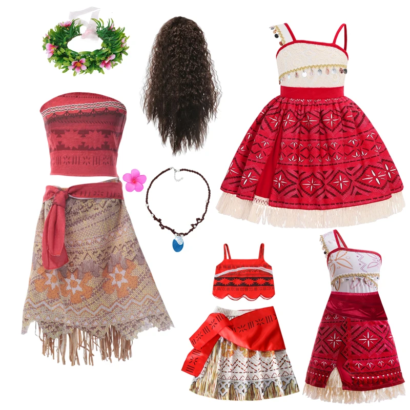 Girls Party Dress Girls Outfit Cosplay Children's Costume Party Princess Dress Summer Casual Beach Dress Necklace Wig Set Party Dresses For Girls