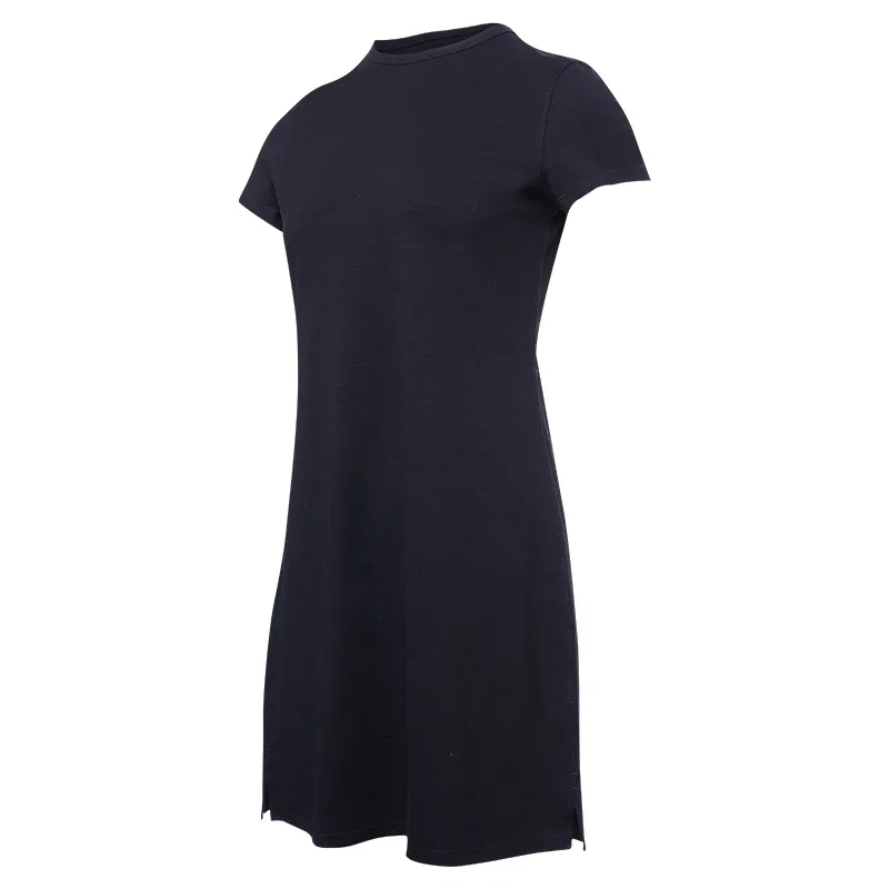 Summer Women Tennis Dress Cotton Female Short Sleeve Black Sport Dress Training Running Fitness Skirt Golf Badminton Suit