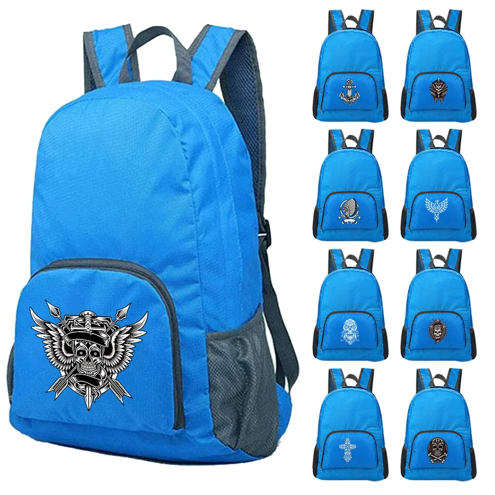 Funny Skull Printed Foldable Backpack Lightweight Outdoor New Travel Daypack Sports for Men Women Travel Camping Hiking Backpack