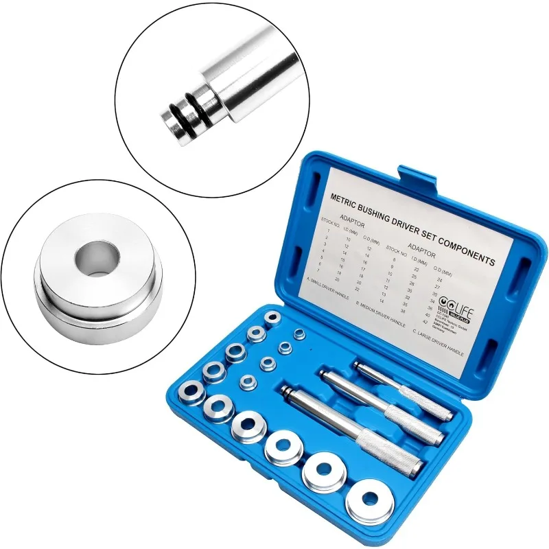 17pcs Car Aluminium Wheel Bearing Race Seal Bush Driver Set Garage Tool Kit W/Case Special Disassembly Tool Car Accessories