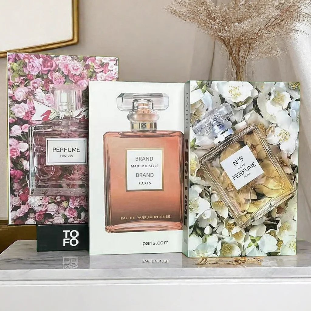 Luxury Perfume Brand Paris Girl Fake Books Coffee Table Decoration Catwalk Watch Faux Decorative Book Storage Box Bedroom Decor