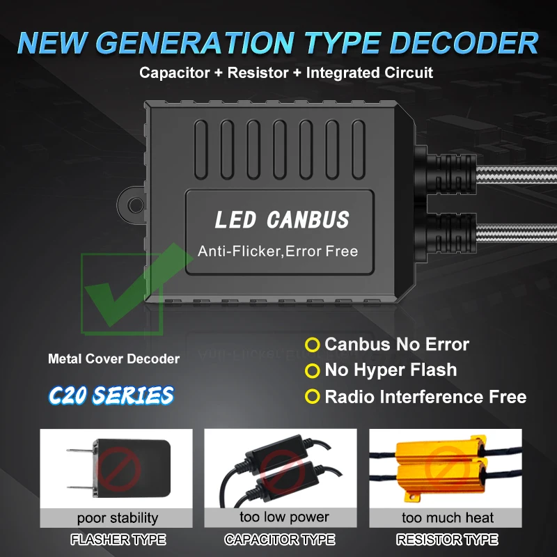 Filtro Condensatore Per Kit Led Headlight H8 H9 H11 Canbus