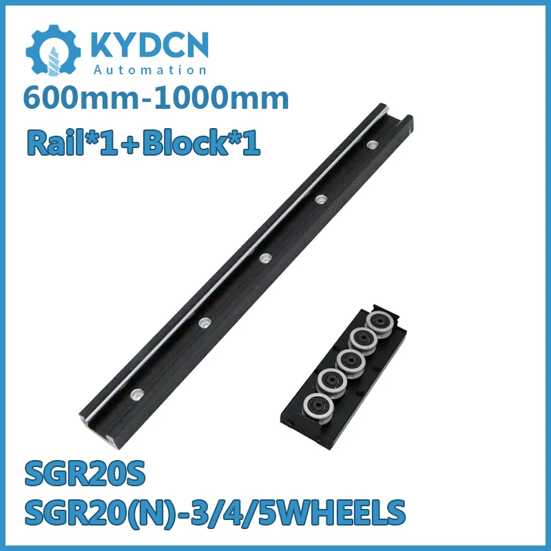 SGR20 SGR20N BLACK Built-in Dual-axis Linear Guide Rail and Linear Guide Block 600-1000mm Inner Roller Bearing Guide and Block