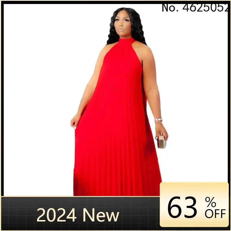 Red Plus Size Dresses 4XL 5XL Halter Long Loose Chiffon Outfits Pullover Sleeveless Evening Birthday Cocktail Party Gowns 2024 fluffy blue a line maternity robes for photo shoot tulle sleeveless pregnant women dresses sexy floor length baby shower gowns