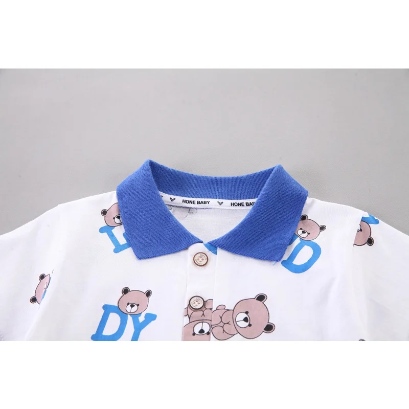 Ensemble été Garçon - T-shirt à Col Et Short Imprimé Animaux - 2 Pièces - Confortable Et Mignon