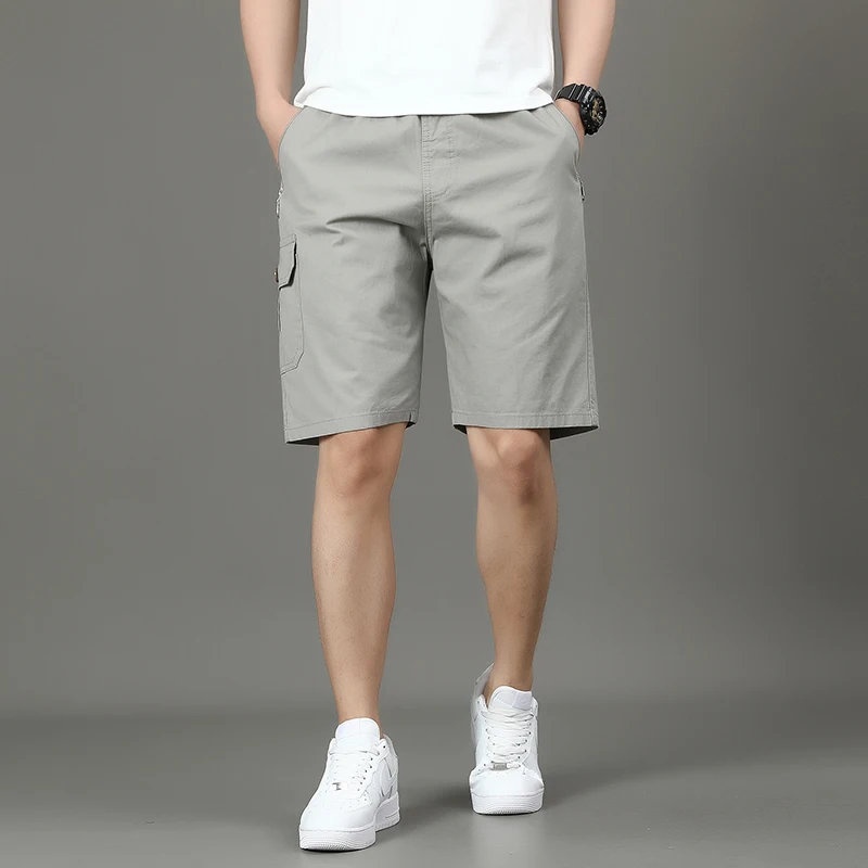 Summer new men's work shorts pocket zip trend versatile casual trousers five work trousers 5