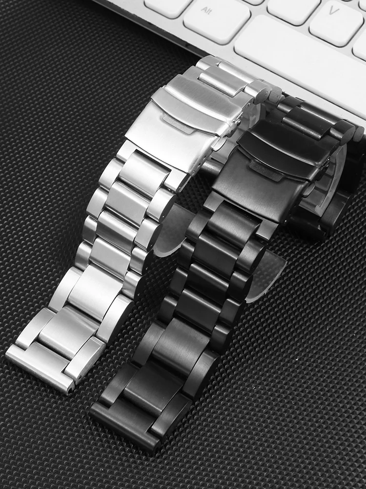 22 24 26Mm Cinturini In Acciaio Inossidabile Solido Anti-Allergia Per Panerai Diesel Fold Buckle Seiko Citizen Casio Watch Strap