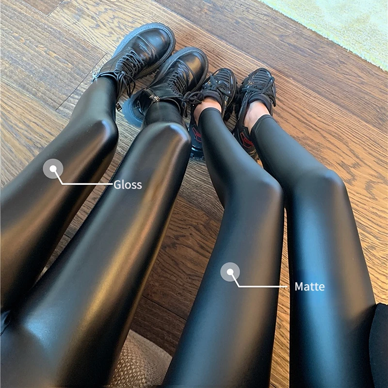 2025 Sexy Gloss Matte Leather Leggings Women High Waist Tight PU Pants New Fitness Push Up Legging Outwear 6