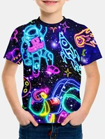 T-shirty Korean Children's Clothes 2024 Kids Neon Colorful Light Spring Clothes Children's Boy's Clothing Tops T-shirt for a Boy 1